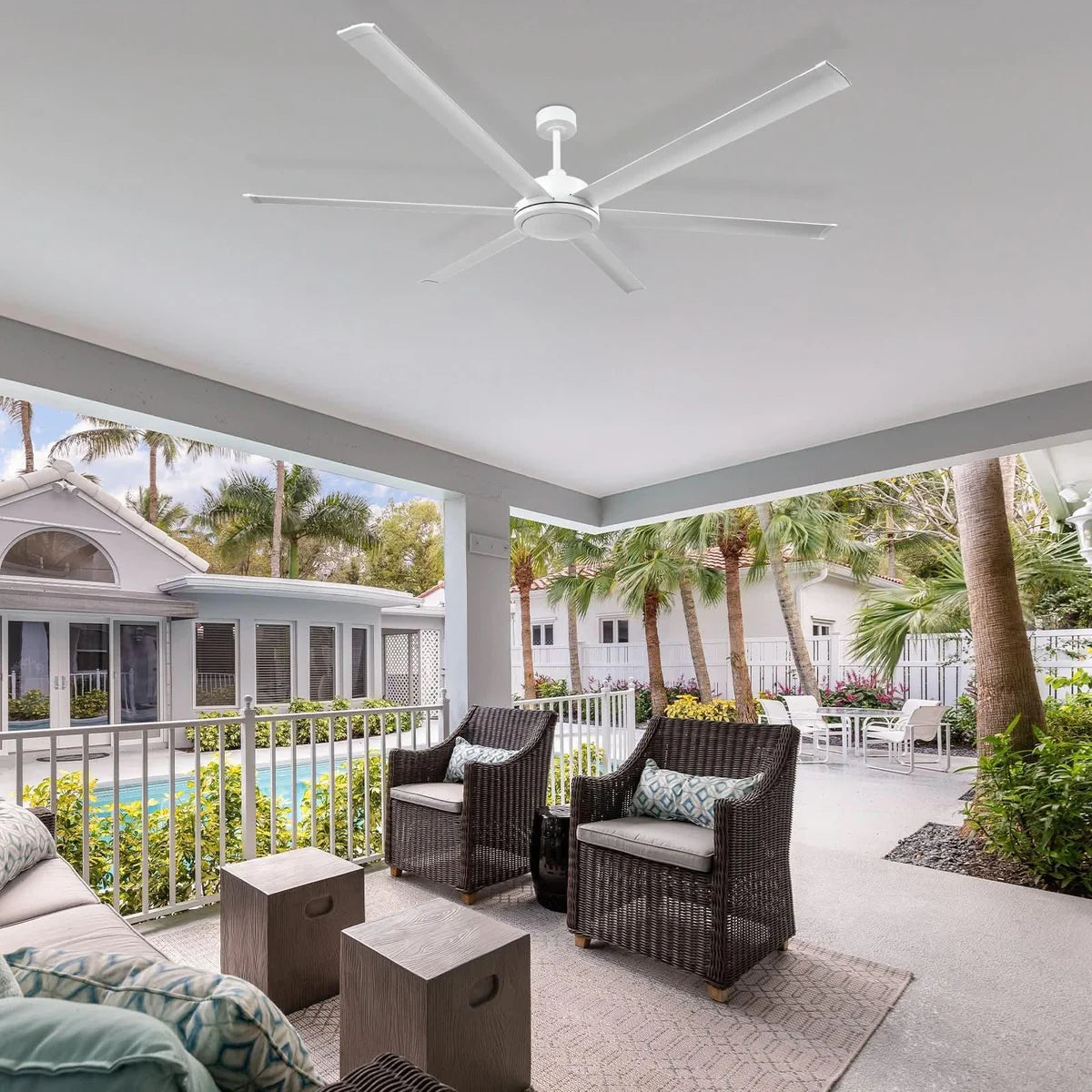 Brilliant Colossus 120" DC 6-Blade Ceiling Fan Black/ White 240V- 22677/06, 22677/05