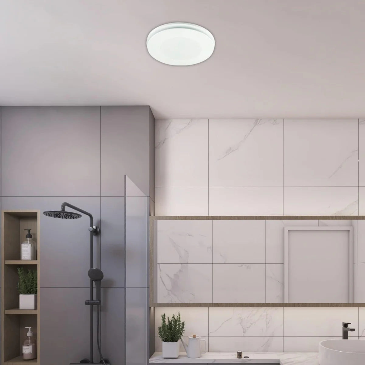 Brilliant Blizzard 330mm Round Exhaust Fan with light Tri- White 15W 240V- 22774/05