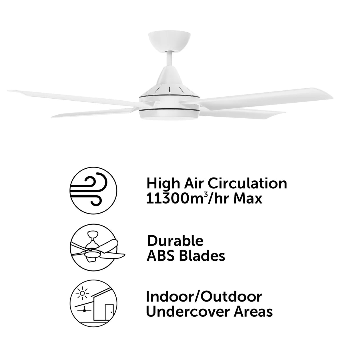 Brilliant Cairns 52" Ceiling Fan Matt Black/ Matt White 35W 240V- 22972/06, 22972/05