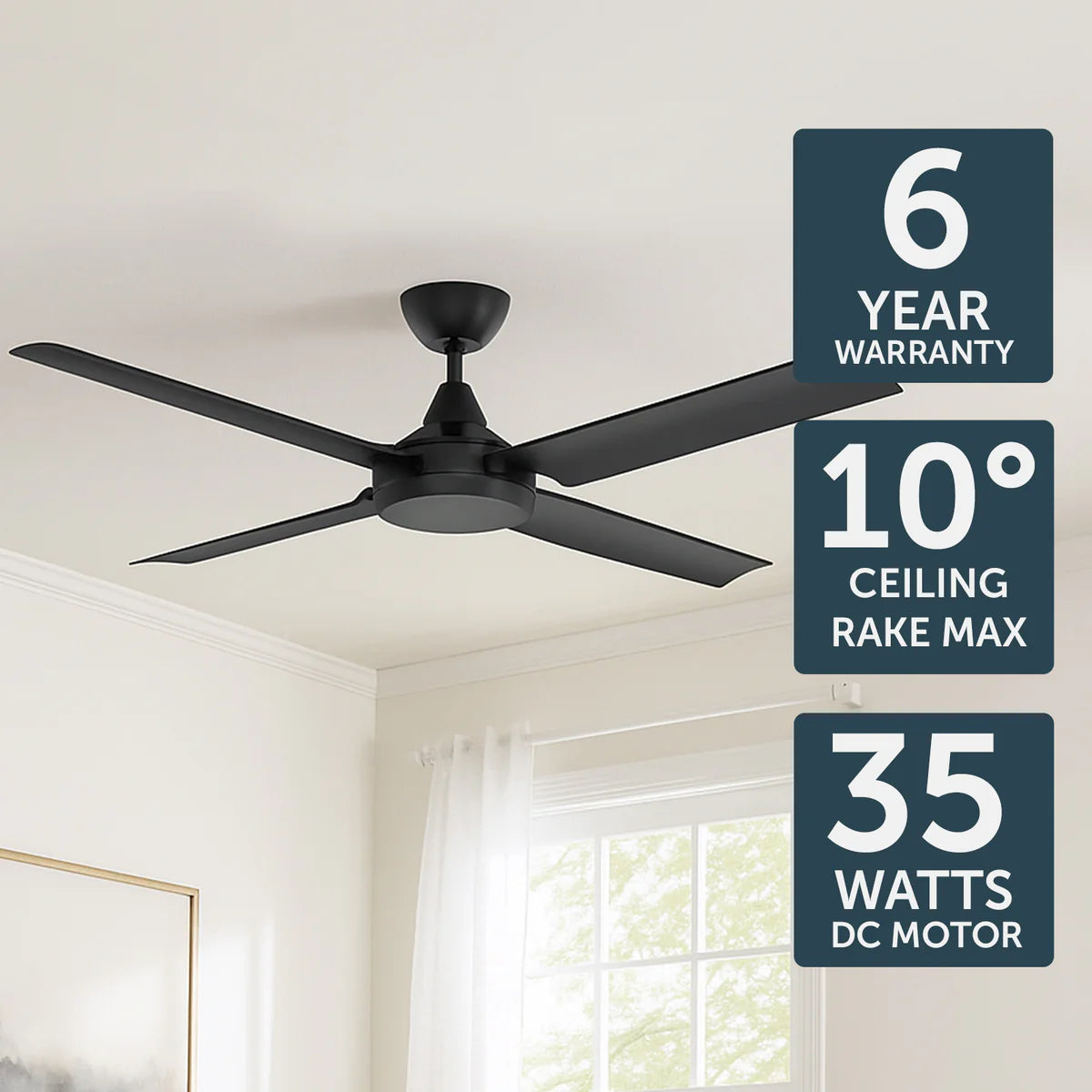 Brilliant Cairns 52" Ceiling Fan Matt Black/ Matt White 35W 240V- 22972/06, 22972/05