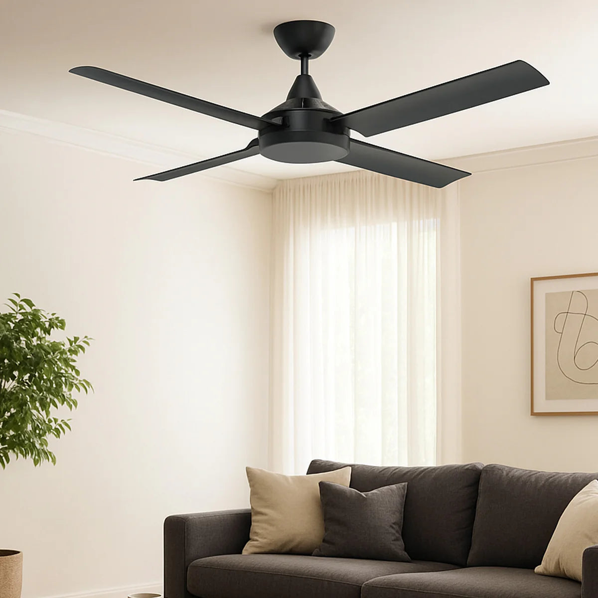 Brilliant Cairns 52" Ceiling Fan Matt Black/ Matt White 35W 240V- 22972/06, 22972/05