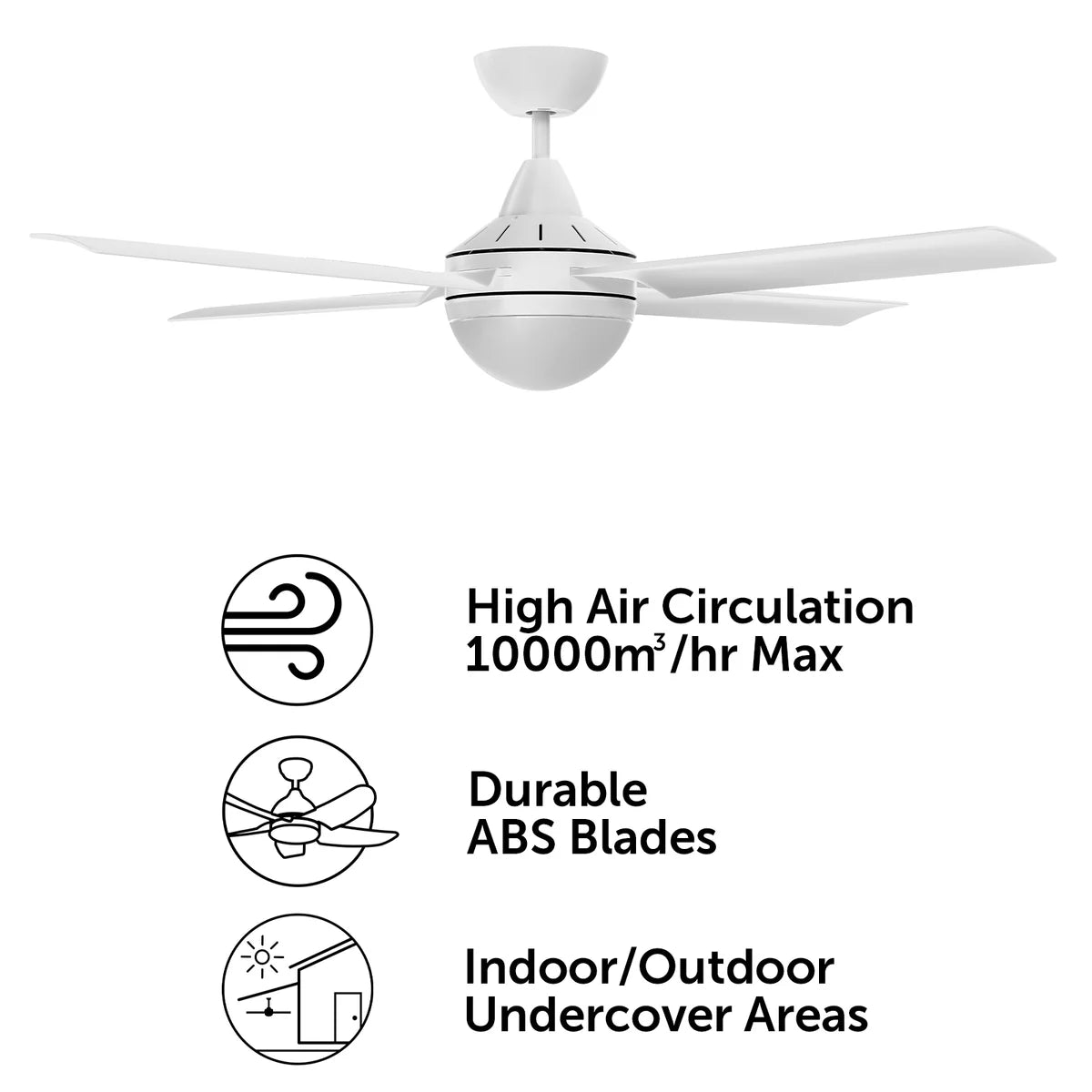Brilliant Cairns 48" Ceiling Fan with Light Matt Black/ Matt White 2x40W 240V- 22974/06, 22974/05
