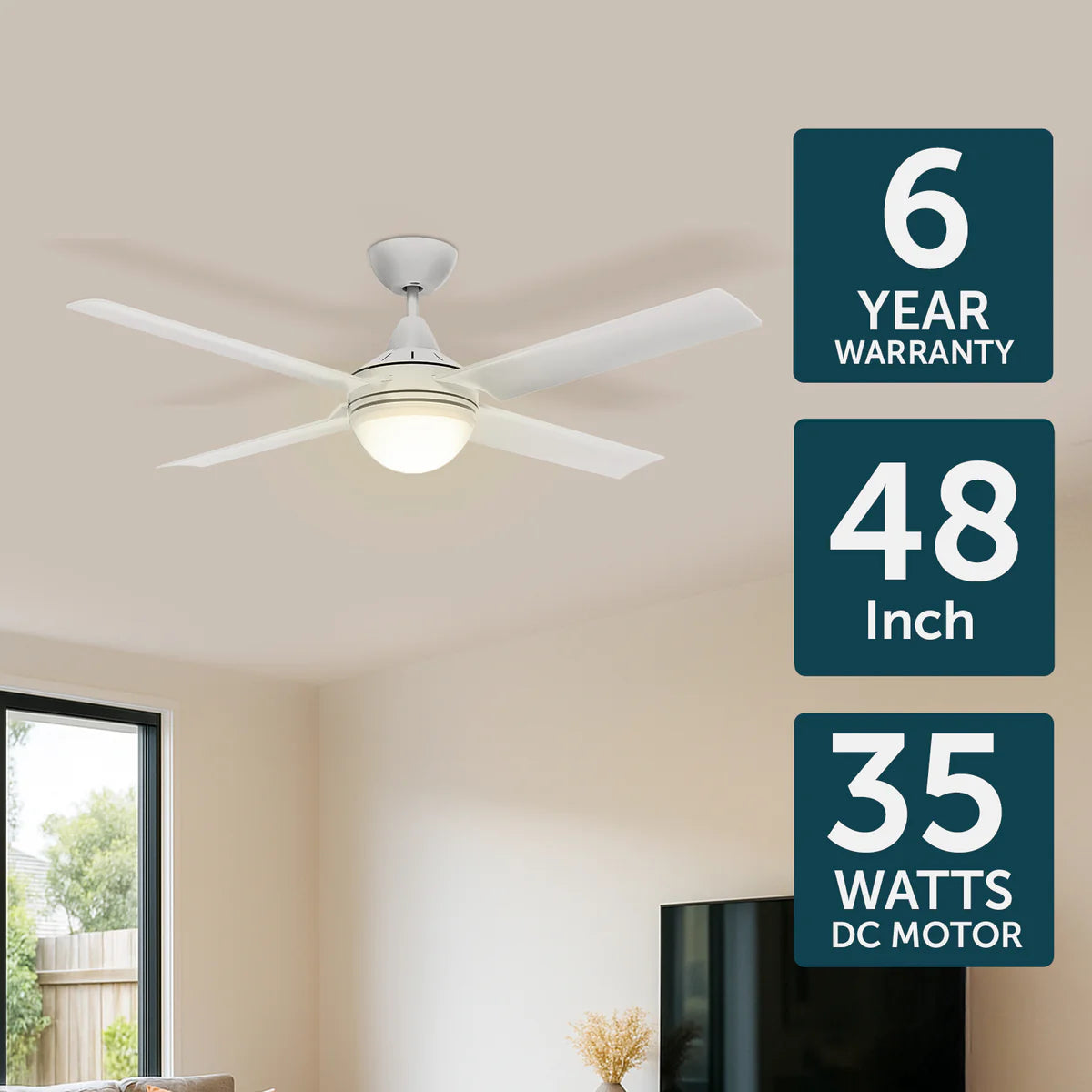 Brilliant Cairns 48" Ceiling Fan with Light Matt Black/ Matt White 2x40W 240V- 22974/06, 22974/05