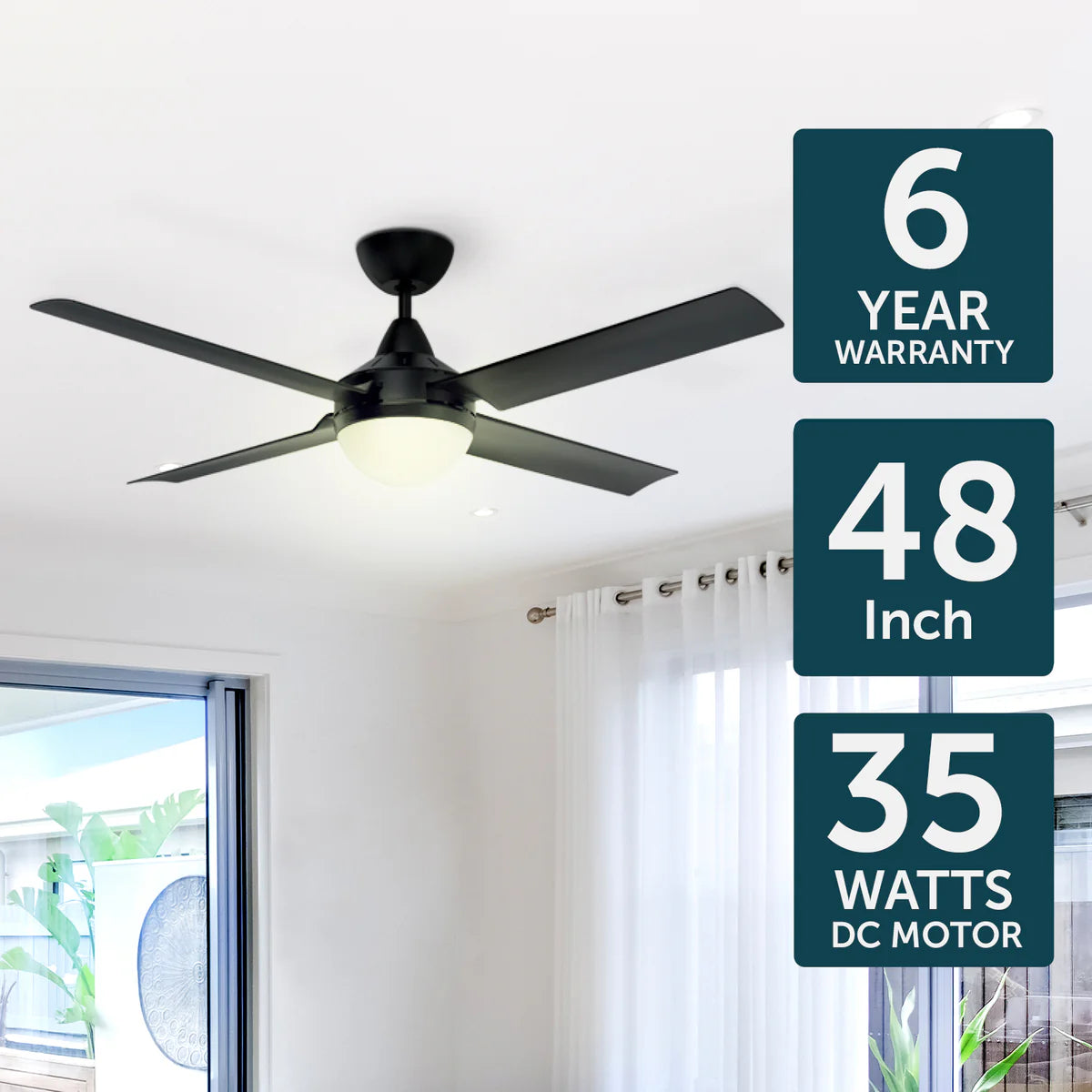 Brilliant Cairns 48" Ceiling Fan with Light Matt Black/ Matt White 2x40W 240V- 22974/06, 22974/05
