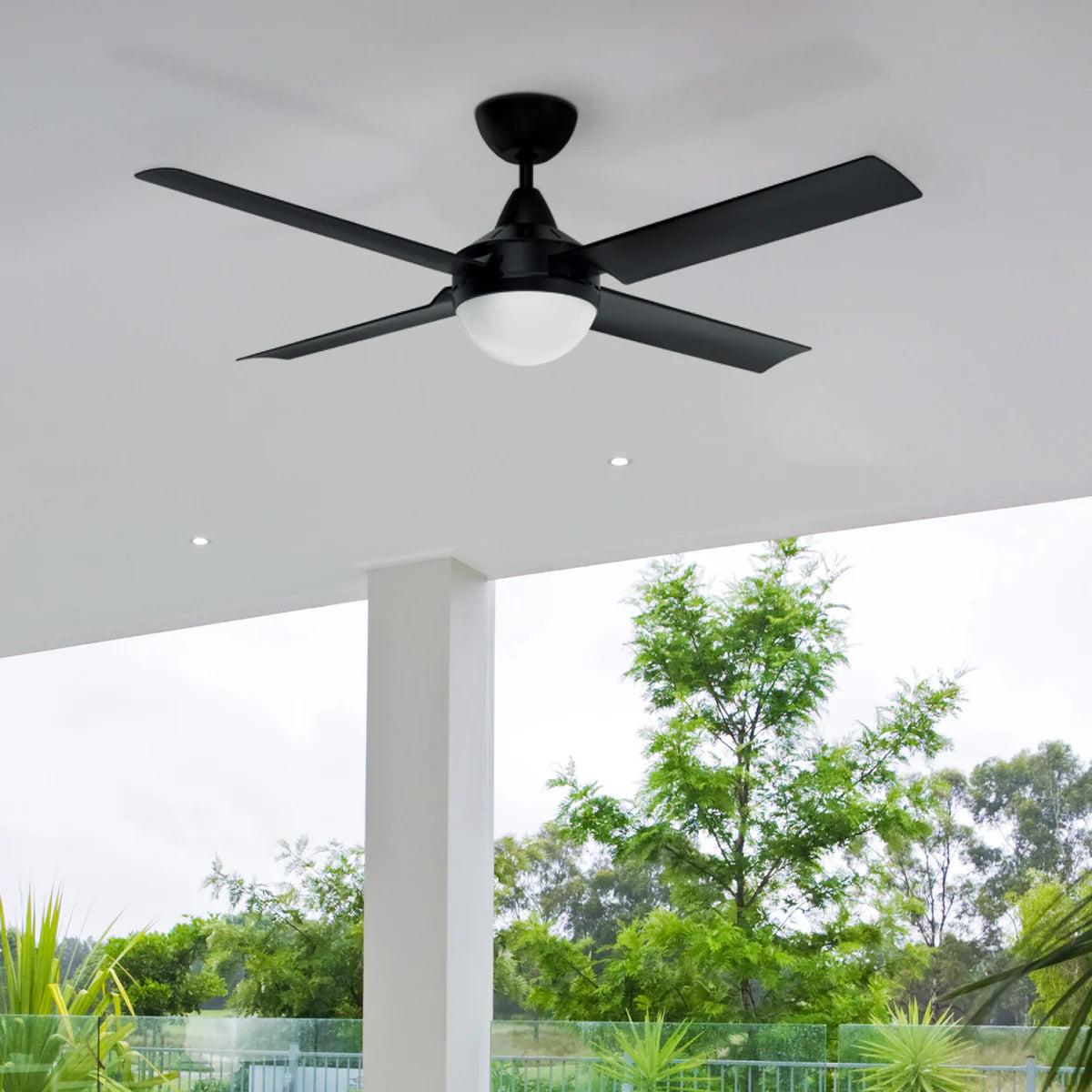 Brilliant Cairns 48" Ceiling Fan with Light Matt Black/ Matt White 2x40W 240V- 22974/06, 22974/05