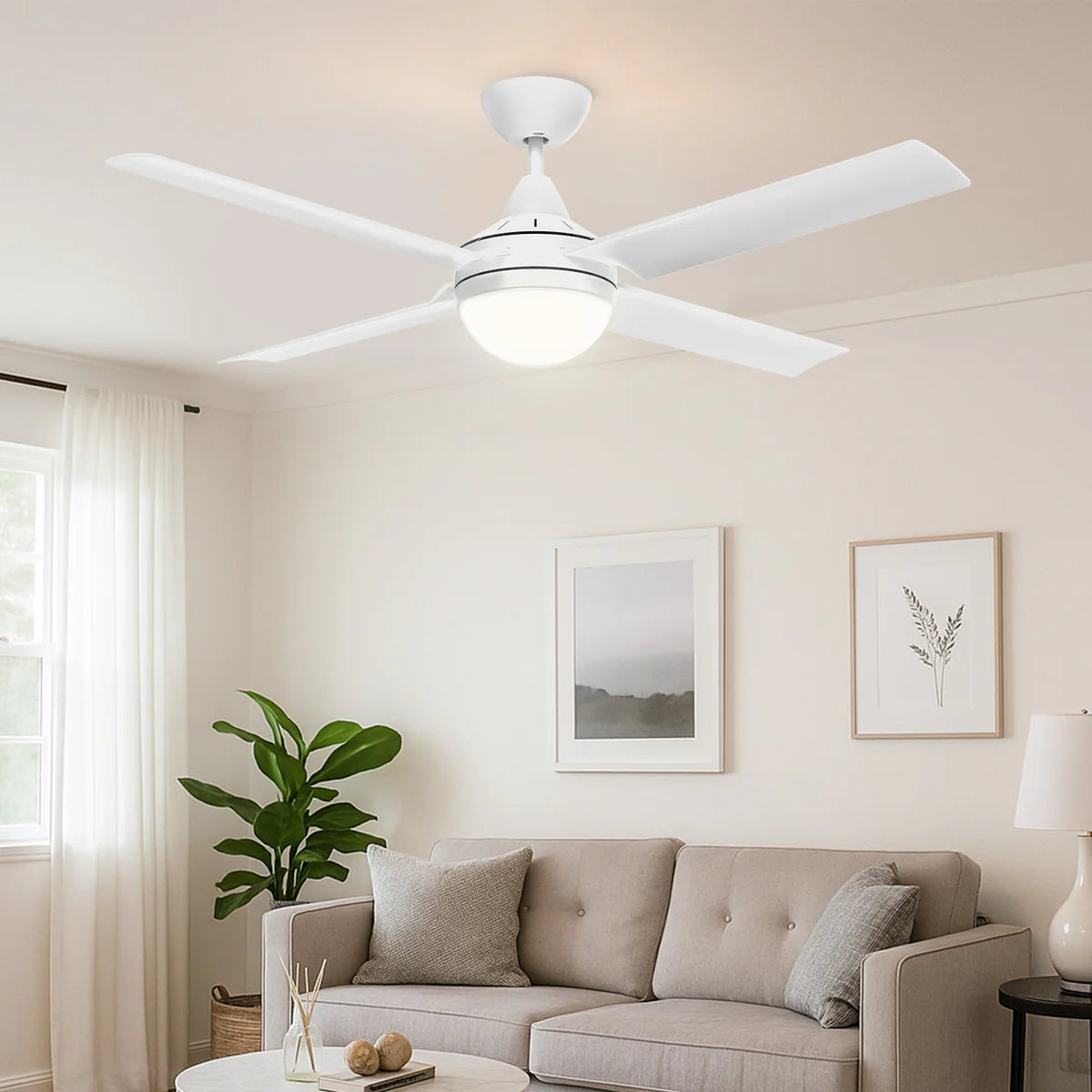Brilliant Cairns 52" Ceiling Fan with Light Matt Black/ Matt White 2x40W 240V- 22976/06, 22976/05