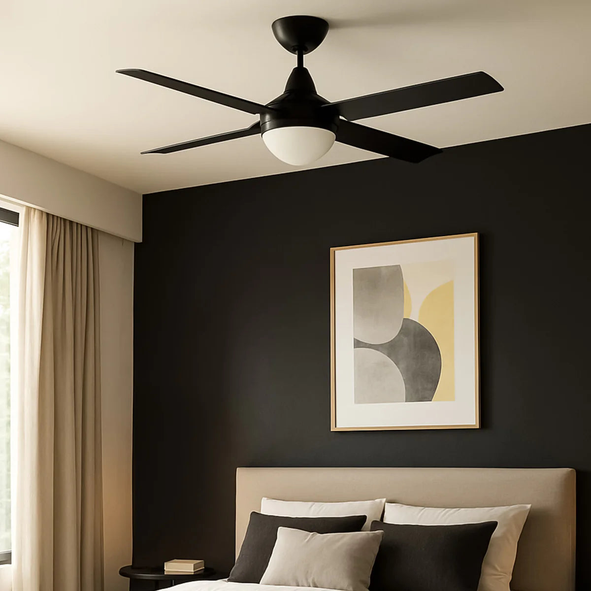 Brilliant Cairns 52" Ceiling Fan with Light Matt Black/ Matt White 2x40W 240V- 22976/06, 22976/05