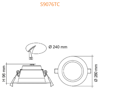 SAL Premier S9076TC DP/HP LED Downlight Tri- White 18W/30W/40W 240V IP64 - S9076TC/WH HP, S9076TC/WH DP