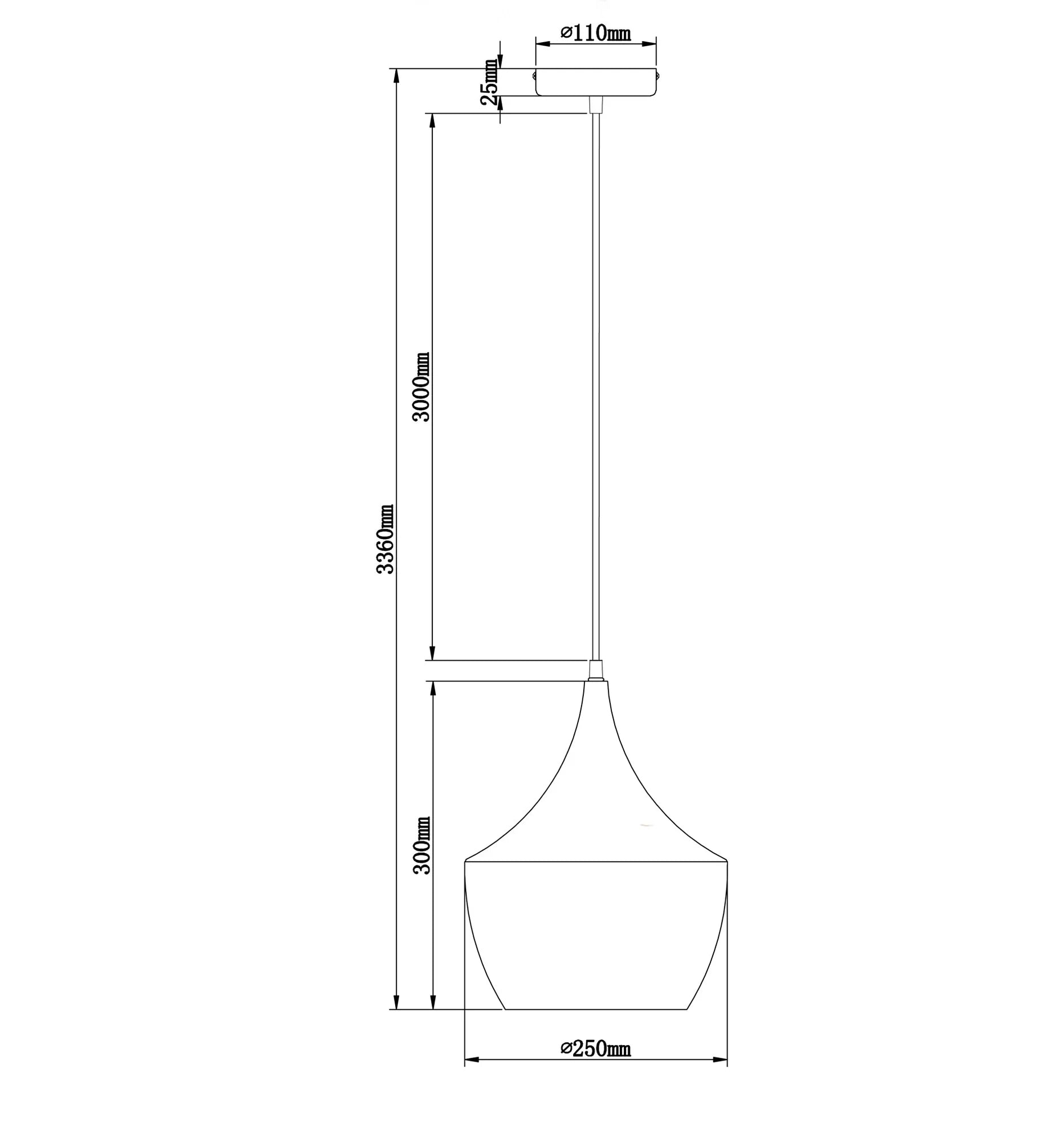 CLA Caviar Angled Bell Interior Pendant Black 220-240V - CAVIAR5