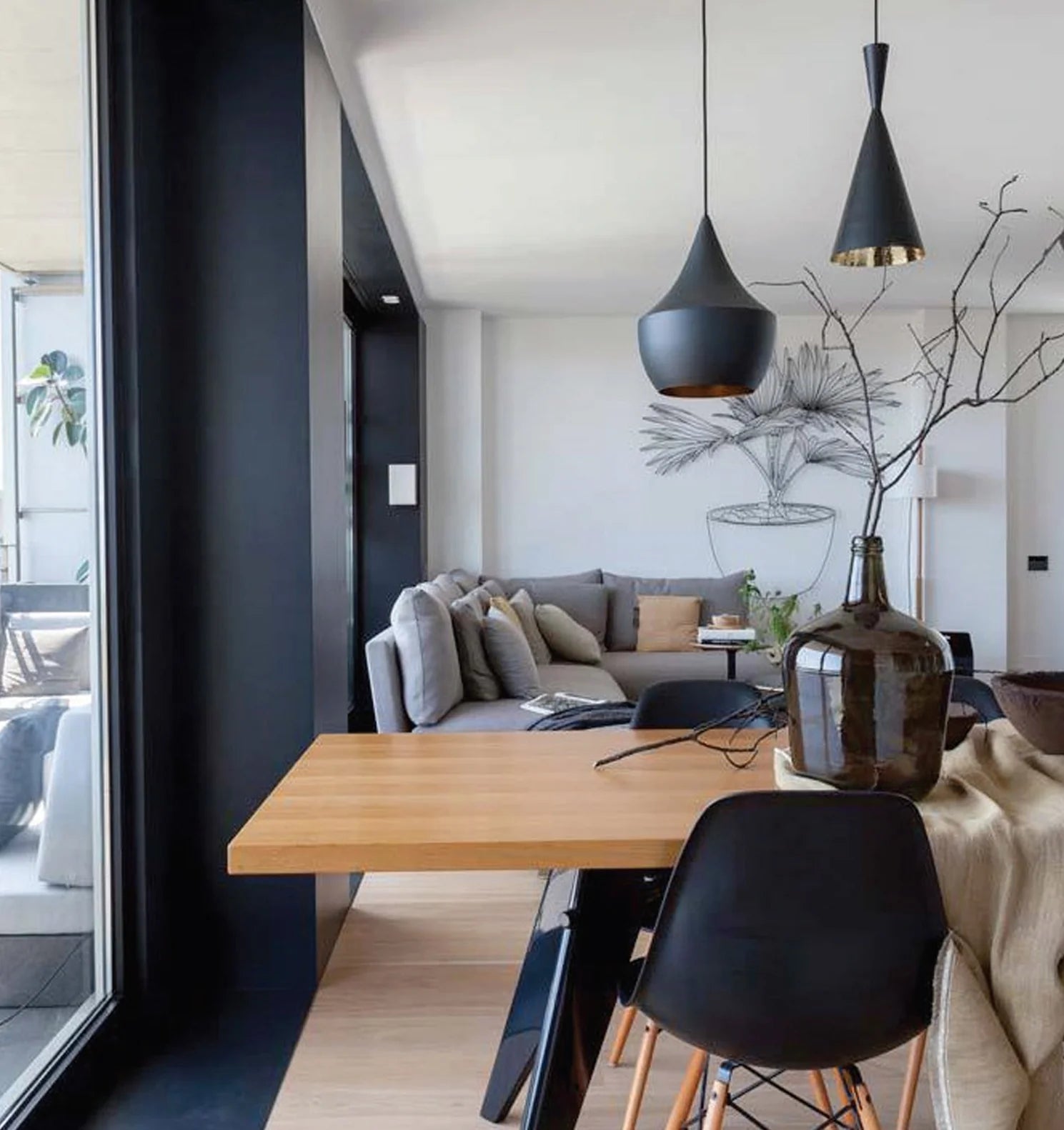 CLA CAVIAR: Cone Shape Interior Pendants Black- CAVIAR6
