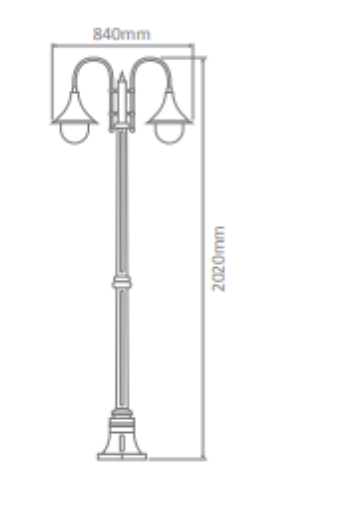 Domus MONACO 2LT 1.98M Post LED Flood Light Beige/ Black/ Burgundy/ Green/ White IP43 - 15836, 15837, 15838, 15839, 15841