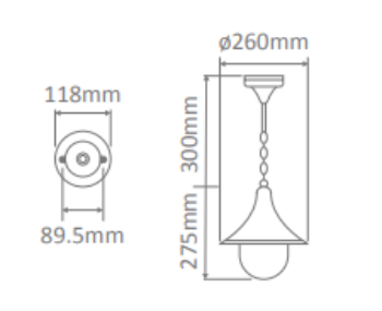 Domus Monaco Chain Pendant Beige/ Black/ Burgundy/ Green/ White 240V IP43 - 15800, 15801, 15802, 15803, 15805