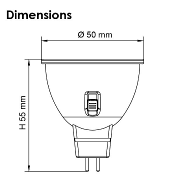 SAL MR16 TC Lamps and Globes Tri- White 4W/6W 12V IP20 - MR16/5W/TC, MR16/7W/TC
