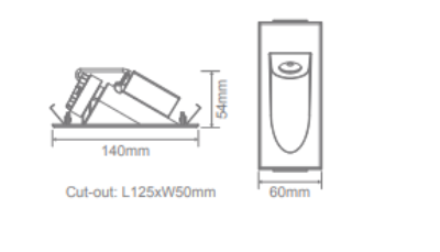Domus Camino Rectangular Slot Garden Step and Up Lights Tri - White / Black 3W 240V IP54 - 21763, 21767