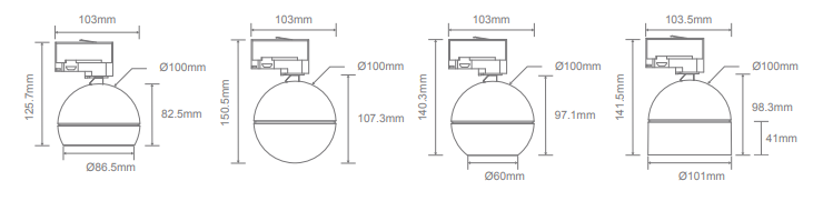 Domus Moon Dimmable Head Spot LED Track Light Tri- Black/ White 6/9W 240V IP20 - 22800, 22801