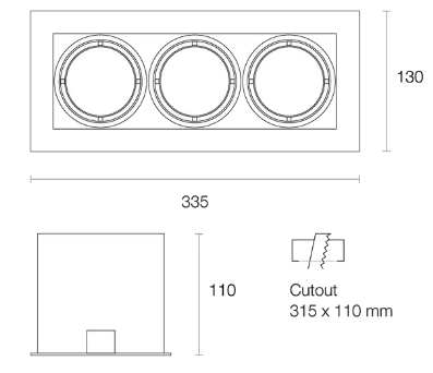 Trend Miniled XMA310 LED Downlights 3000K 4000K White / Black / Silver 3 x 10.5W IP20 - XMA3103, XMA3104 - Trend Lighting