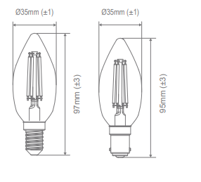 Domus Candle Dimmable B15 Filament Lamps and Globes 2700K 6500K Frosted 4.8W 240V IP20 - 65966, 65967 - Domus Lighting