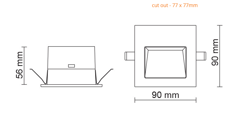 SAL Ambience Square Interior Step Lights 3000K White 240V IP54 - S9312- SAL Lighting