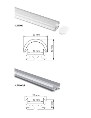 SAL Strip Channel SLT1000 LED Channel and Accessories Anodised Silver IP20 - SLT1000/P, SLT1000/2M, SLT2000/P/2M