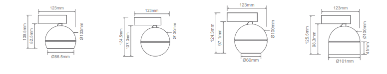 Domus Moon Surface Mount Light Opal Dimmable Pendants Tri - Black/ White 6/9W 240V IP20 - 22814, 22815