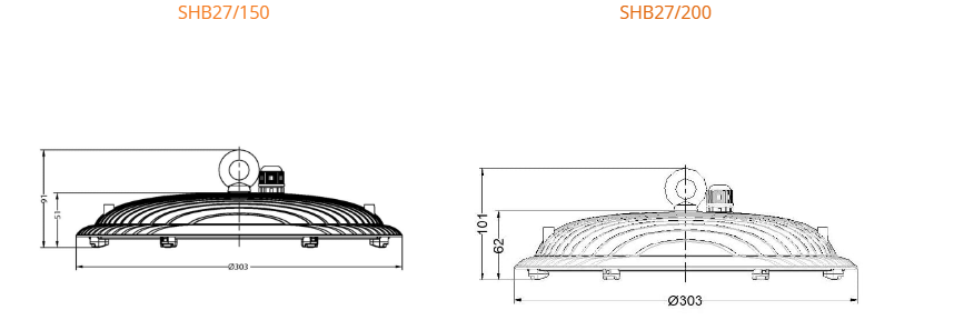 SAL UFO III SHB27/100 LED High Bay 5000K Black 100W/ 150W/ 200W 240V IP65 - SHB27