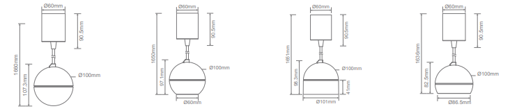 Domus Moon LED Dimmable Spot Interior Pendant Tri - Black / White 6-9W 240V IP20 - 22776, 22777 - Domus Lighting