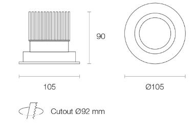 Trend Platinum P12G LED Downlights 3000K 4000K Black / White / Silver 10W 180-265V IP20 - P12G3, P12G4 - Trend Lighting