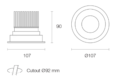 Trend Platinum P12H LED Downlights 3000K 4000K Black / White / Silver 10W 180-265V IP20 - P12H3, P12H4 - Trend Lighting