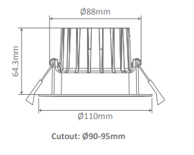 Domus AQUA-13 Round Dimmable LED Downlight Kit Tri - Black 13W 240V IP65 - 21272