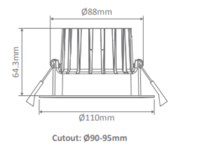 Domus AQUA-13 Round Dimmable LED Downlight Kit Tri - White 13W 240V IP65 - 21273