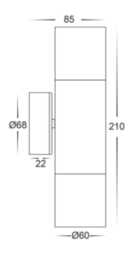 Havit Tivah Up & Down Pillar Exterior Wall Lights Tri- Black 2x3W/5W/7W / 2x5W 12V/240V IP65 - HV1025T-HV1027T