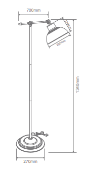 Domus Tinley Floor Lamp Antique Brass/ Antique Chrome/ Antique Copper 240V IP20 - 22529, 22530, 22531