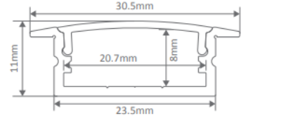 Domus NOVA-24 1M Recessed LED Channel and Accessories Aluminium/ Black/ White- 22430, 22431, 22432