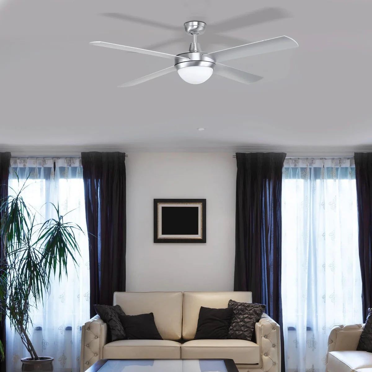 Brilliant TEMPEST-II 52in. Light with Ceiling Fan White/ Black/ Brushed Aluminium 50W 240V - 99988/05, 99988/06, 99988/13