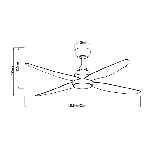 SAL AUGUSTA 52 + SACF11/52/4/L 4 Blade Ceiling Fans White/ Black 54W 240V- SACF11/52/L
