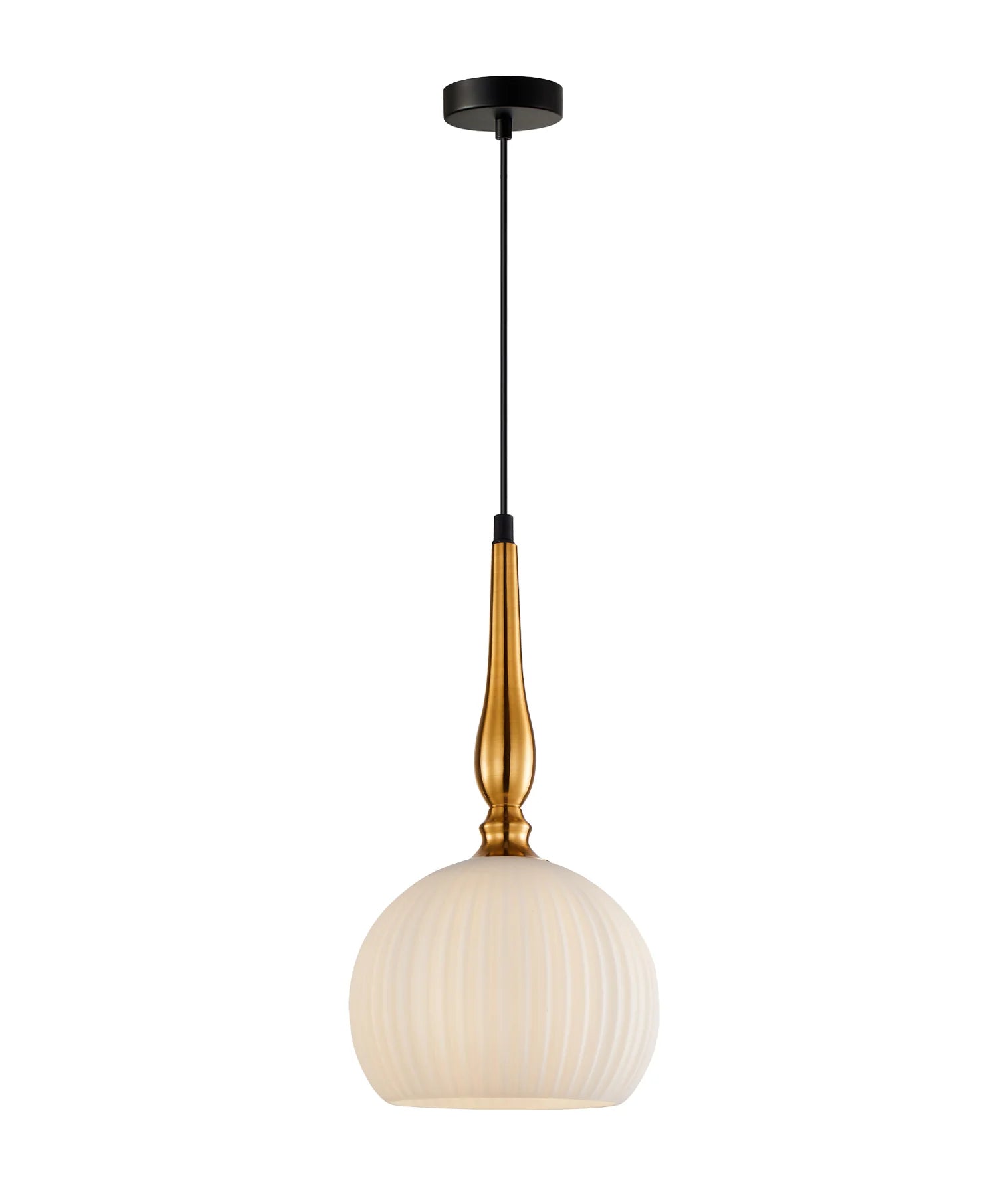 CLA CALIZ: Frosted Wine Glass Ribbed Interior Pendants Brass / Black 220-240V - CALIZ