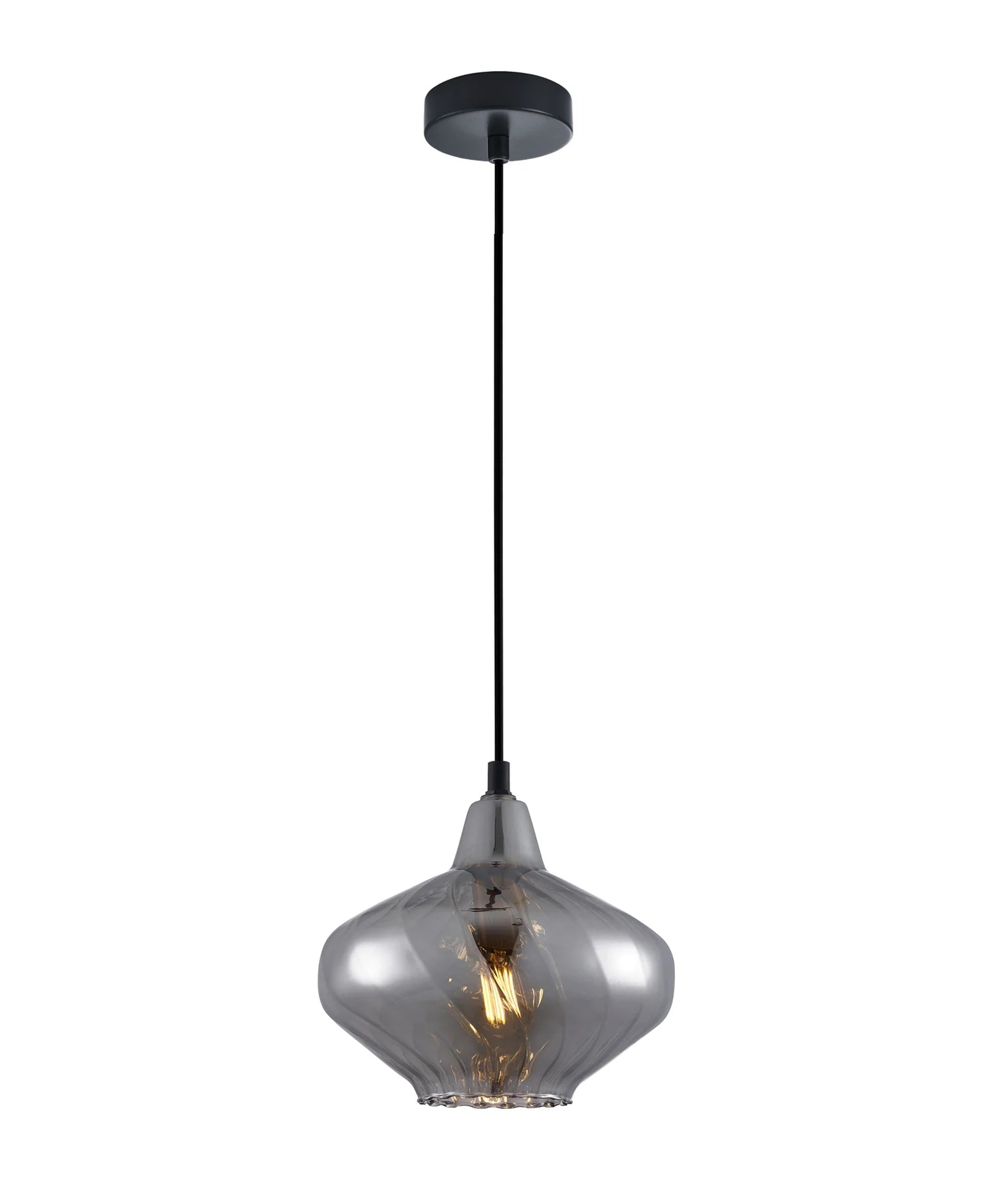 CLA CAMPANA: Interior Wine Glass Shape Ribbed Interior Pendants Smokey Black/ Purple/ Green/ Amber 240V - CAMPANA