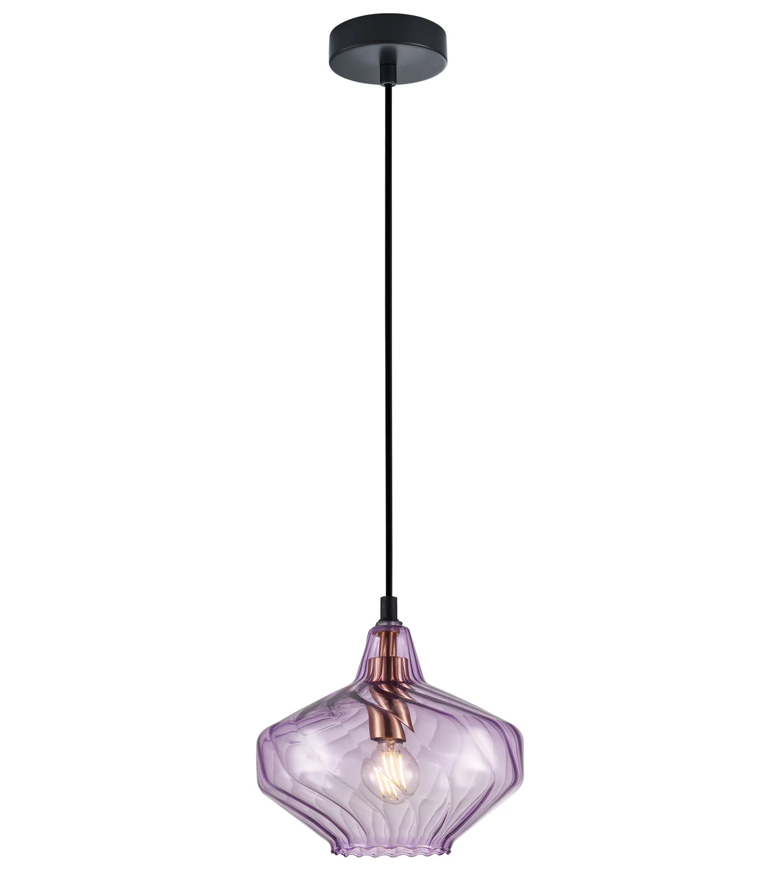 CLA CAMPANA: Interior Wine Glass Shape Ribbed Interior Pendants Smokey Black/ Purple/ Green/ Amber 240V - CAMPANA