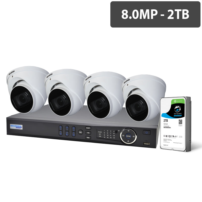 RhinoCo Professional 8 Channel 8.0MP HDCVI Surveillance Kit (4 x Motorised Cameras, 2TB HDD) Security Cameras IP67 - CVRKIT-P882M-4 - RhinoCo Technology