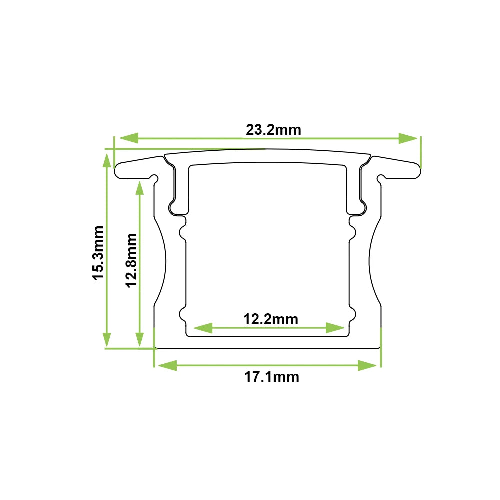 Azoogi 23.2mm x 15.3mm Recessed Aluminium Profiles- PR005