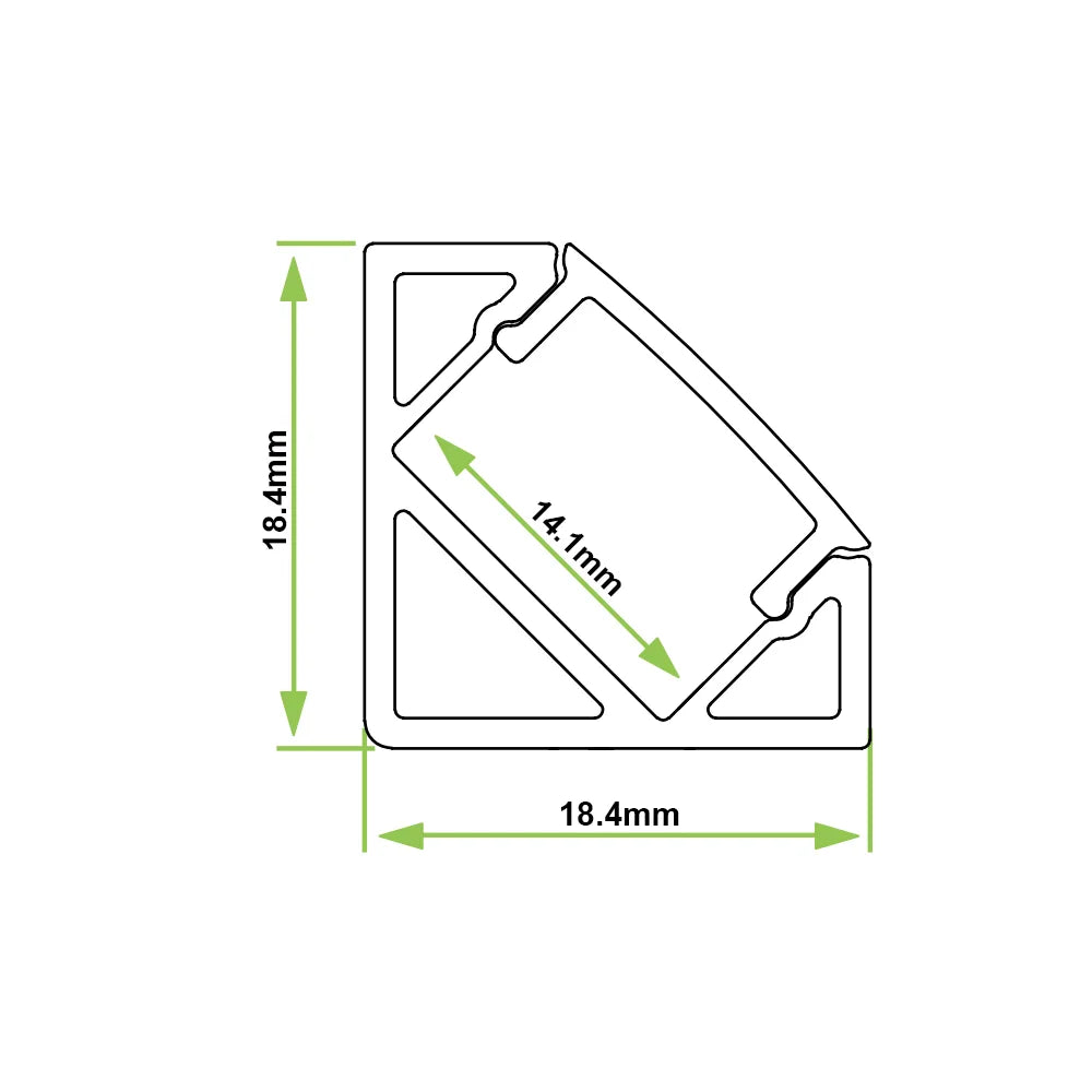 Azoogi 18.4mm x 18.4mm Flat Corner Aluminium Profile- PR009: Aluminium Corner Profile (Flat)