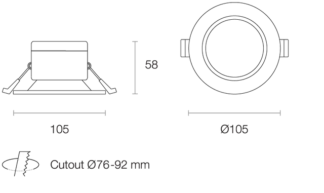Trend Econoled EC7 Rated Recessed LED Downlight Tri - Black / White 7W 200-240V IP65 - EC7 - Trend Lighting