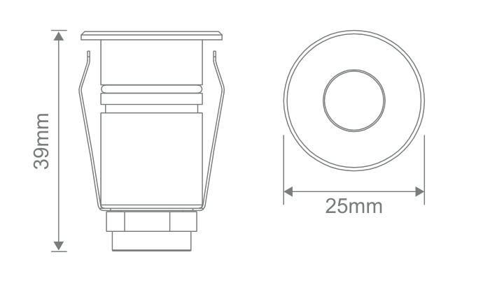Domus EMIT 25 RGBW Round Open dimensions; other fascias differ — see selected face data sheet