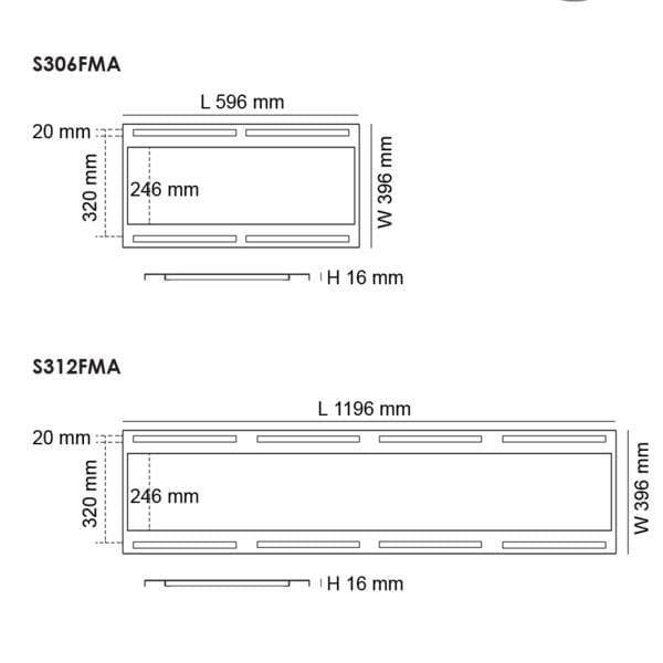 SAL AIRSLOT FRAME FMA LED Panels and Troffers White - S306FMA, S312FMA - SAL Lighting
