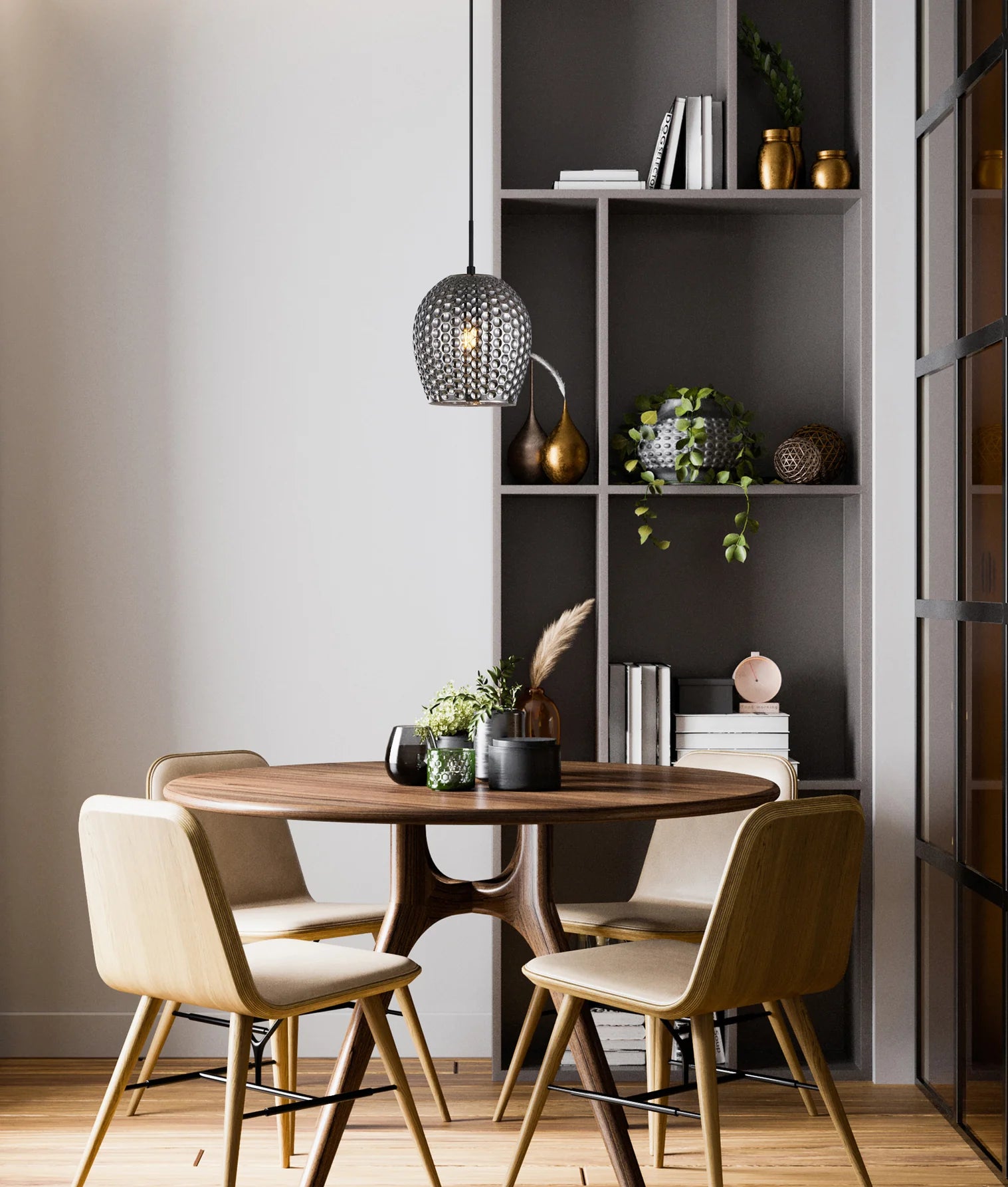 CLA FOSSETTA: Interior Wine Glass Shape Dimpled Interior Pendants Amber/ Smokey Black 240V - FOSSETTA1, FOSSETTA2