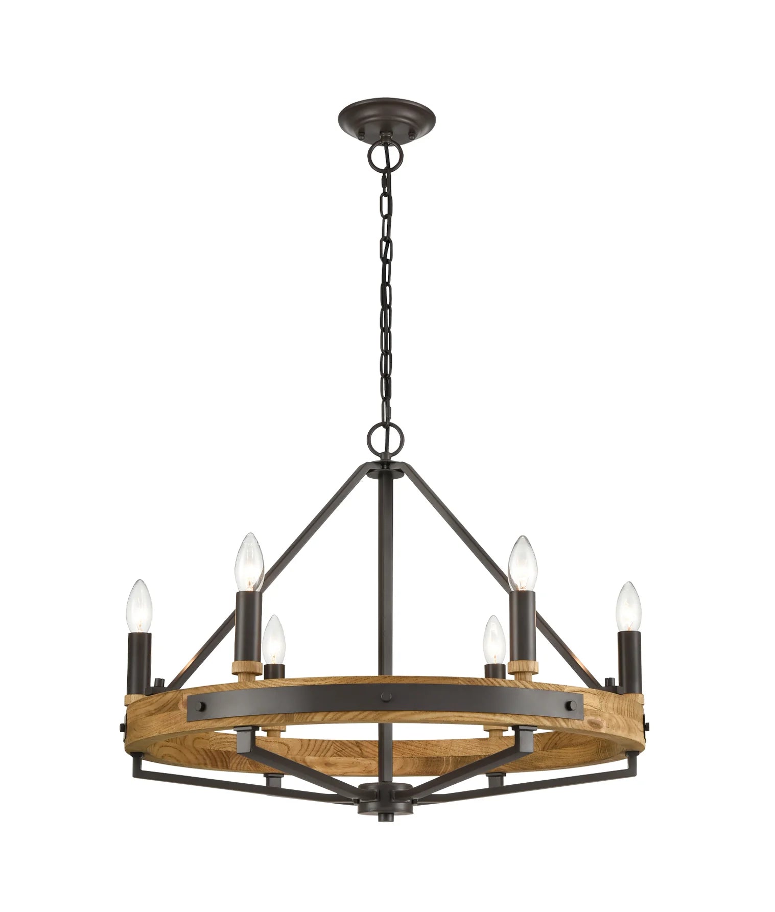 CLA FUNALE: Candelabra 6-Light Interior Pendants Natural Wood/ Oak Wood 220-240V - FUNALE1, FUNALE4