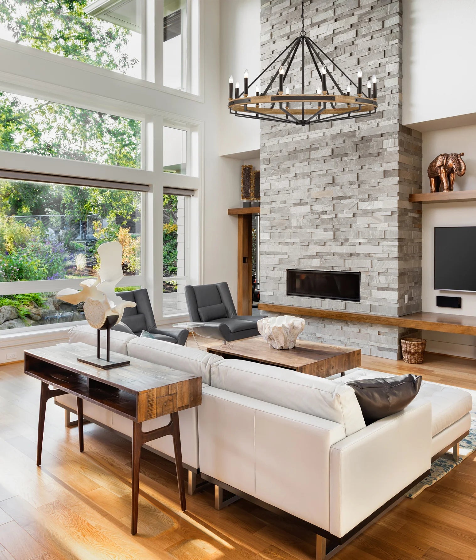 CLA FUNALE: Candelabra 12-Light Interior Pendant Natural Wood / Oak Wood 220-240V - FUNELA3, FUNELA6