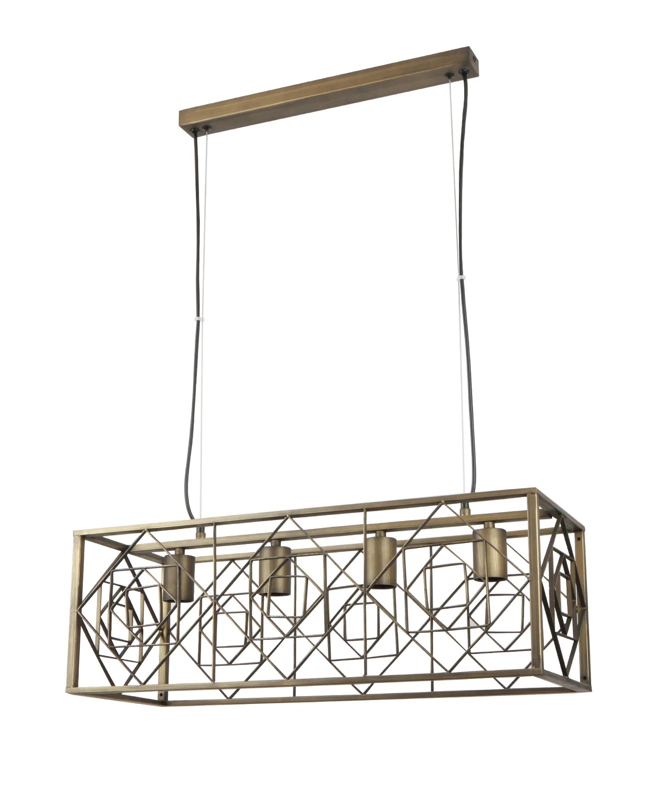 CLA GAGGIA: Rectangular Imitation Cage Interior Pendants Antique Brass 240V- GAGGIA1