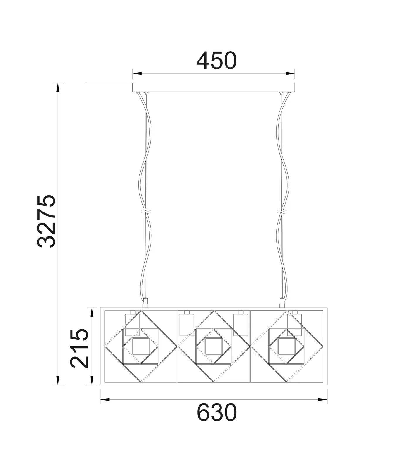 CLA GAGGIA: Rectangular Imitation Cage Interior Pendants Antique Brass 240V- GAGGIA1
