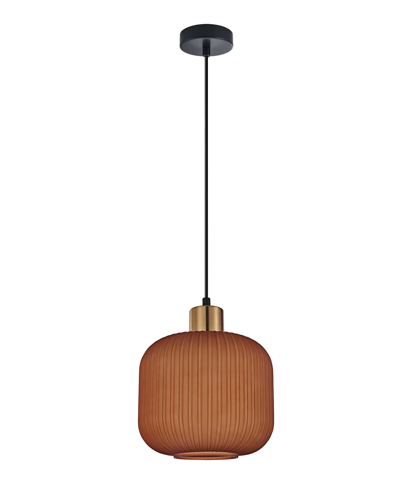 CLA GOMITAS: Translucent Glass Shade with Brass Highlight Interior Pendants Terracotta/ Green/ Smokey Black 240V- GOMITAS